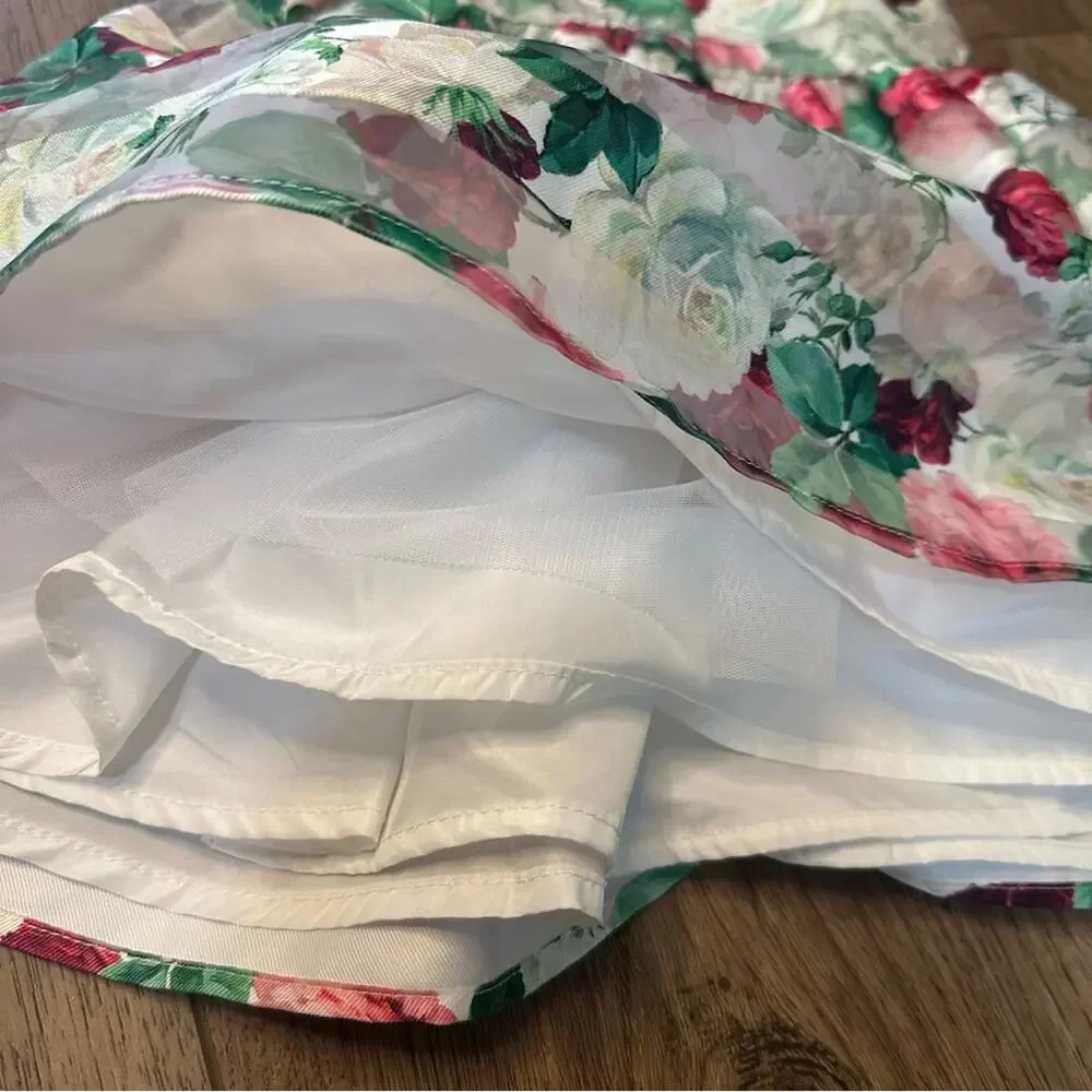 Pastourelle Pippa & Julie Floral Organza Dress w/ Bloomers, Flutter Sleeve, 24m